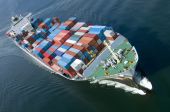 picture of transportation  - An aerial view of a container ship - JPG 