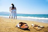 picture of beach  - Young attractive couple at the beach  - JPG 