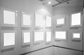 stock photo of art  - Blank picture frames in art gallery to be filled - JPG 