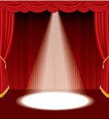 stock photo of spotlight  - vector red stage with one white spot light - JPG 
