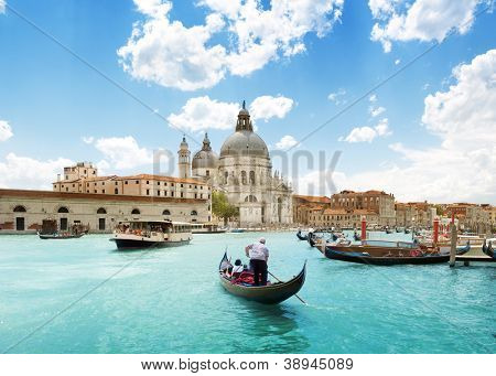 Picture or Photo of Grand Canal and Basilica Santa Maria della Salute, Venice, Italy and sunny day